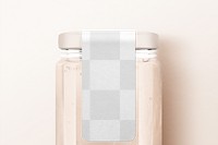 Label png mockup, glass jar with transparent design space 