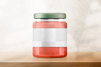 Label png mockup, glass jar with transparent design space 