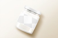 Label png mockup, glass jar with transparent design space 