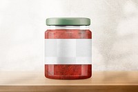 Label png mockup, glass jar with transparent design space 