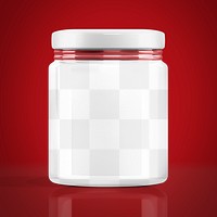 Png glass jar mockup, transparent design 