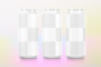 Beverage cans png mockup transparent design for soda drink set
