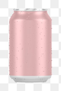 Pink soda can png sticker, cold drink 