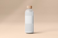 Water bottle label mockup png transparent, beverage packaging