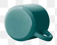 Green mug png, kitchen utensil object on transparent background