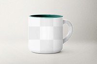 White mug png mockup transparent, reusable cup concept on gray background 
