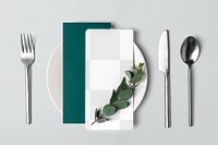 Menu card png mockup, table setting transparent design