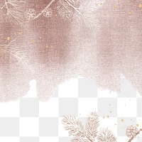 Winter watercolor png border, pink botanical graphic