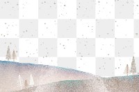 Winter landscape png border, transparent background, watercolor glitter design