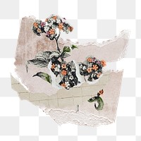 Vintage flower png paper craft element, scrapbook art on transparent background