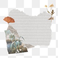 Gingo leaf png clipart, paper craft collage, Autumn aesthetic on transparent background