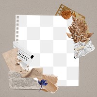 Ripped paper png collage mockup, dried maple leaf, Autumn aesthetic