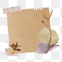 Autumn flower png journal sticker, aesthetic paper collage on transparent background