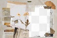 Paper collage moodboard png mockup, vintage instant film in Autumn aesthetic