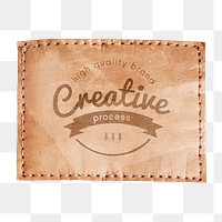 Jeans leather png label, apparel business branding with logo on transparent background