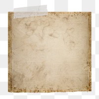Vintage note png paper, brown blank design space on transparent background