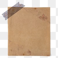 Vintage note png paper, brown blank design space on transparent background