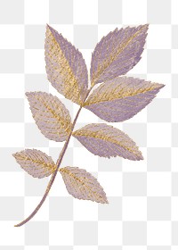 Aesthetic purple leaf png clipart, gold glitter decoration on transparent background