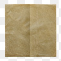 Folded brown png paper, poster on the wall with blank space on transparent background