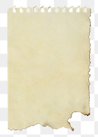 Ripped note png paper, brown blank design space on transparent background