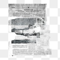 Vintage newspaper png, glued to a wall on transparent background