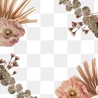 Png flower frame cut out, transparent background