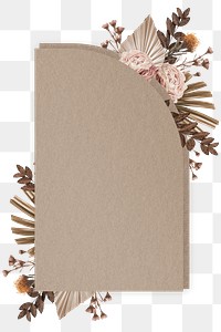 Paper note png sticker, beige aesthetic floral transparent background