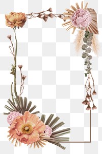 Aesthetic flower frame png sticker, transparent background