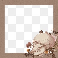 Gothic skull frame png sticker, transparent background