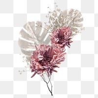 Silver flower bouquet png cut out, transparent background