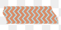 Washi tape png collage element, orange zig-zag pattern on transparent background