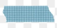 Washi tape png sticker, blue grid pattern collage element