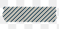 Washi tape png collage element, blue stripes on transparent background