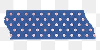 Cute washi tape png collage element, blue polka dot pattern on transparent background