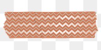 Washi tape png collage element, orange zig-zag pattern on transparent background