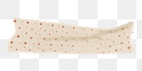 Cute washi tape png collage element, beige polka dot pattern on transparent background