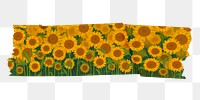 Sunflower washi tape png sticker, flower aesthetic collage element