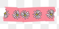 Daisy washi tape png sticker, flower aesthetic collage element on transparent background