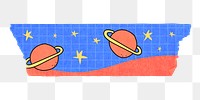 Galaxy washi tape png clipart, cute saturn pattern collage element on transparent background