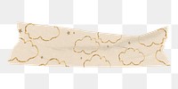 Cloud washi tape png sticker, cute beige weather pattern on transparent background