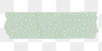 Green washi tape png clipart, polka dot patterned collage element