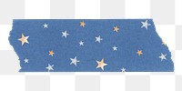 Star pattern png washi tape sticker, blue cute collage element on transparent background