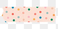 Pink washi tape png clipart, polka dot patterned collage element