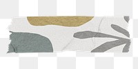 Floral washi tape png sticker, gray patterned collage element