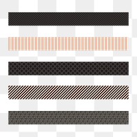 Simple png border element, abstract pattern set on transparent background