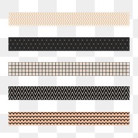 Simple png border element, abstract pattern set on transparent background