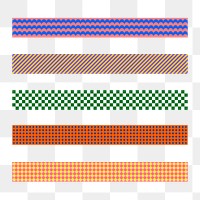 Geometric png border element, abstract pattern set on transparent background