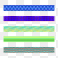 Geometric png border element, abstract pattern set on transparent background