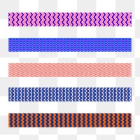 Geometric png border element, abstract pattern set on transparent background