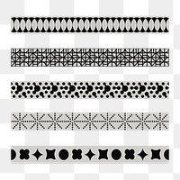 Abstract png border element, geometric pattern set on transparent background